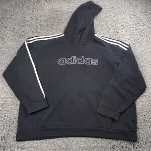 Adidas Sweatshirt Adult 2XL XXL Blue Hoodie Pullover Athleisure Fleece Chore